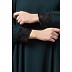 Kaftan Abaya with lacework- Bottle Green